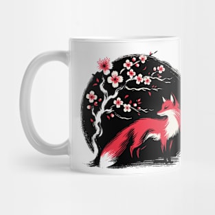 Minimalist Fox Ink Japanese Streetwear Novelty Retro Red Fox Mug